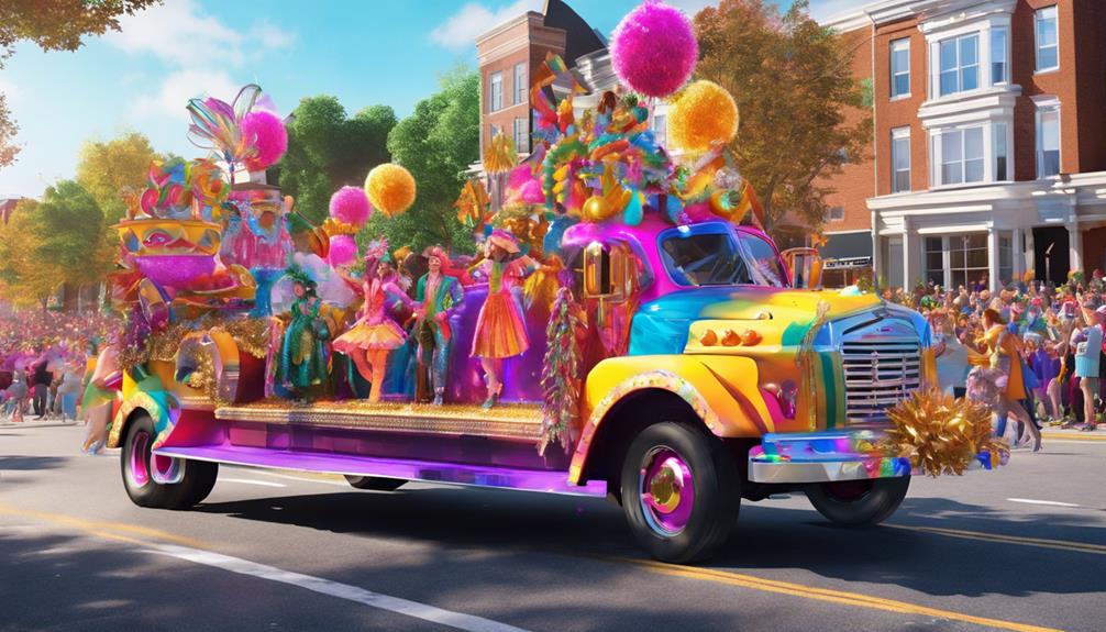 colorful floats and entertainers